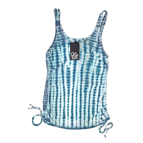 Chaser Tops - Chaser Tie Dye Scoop Tank Top Side Shirring Women Size Small Ribbed Blouse New